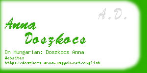 anna doszkocs business card